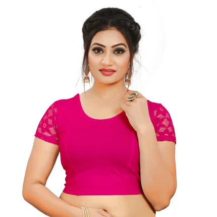 Pink Round Neck Women Blouse