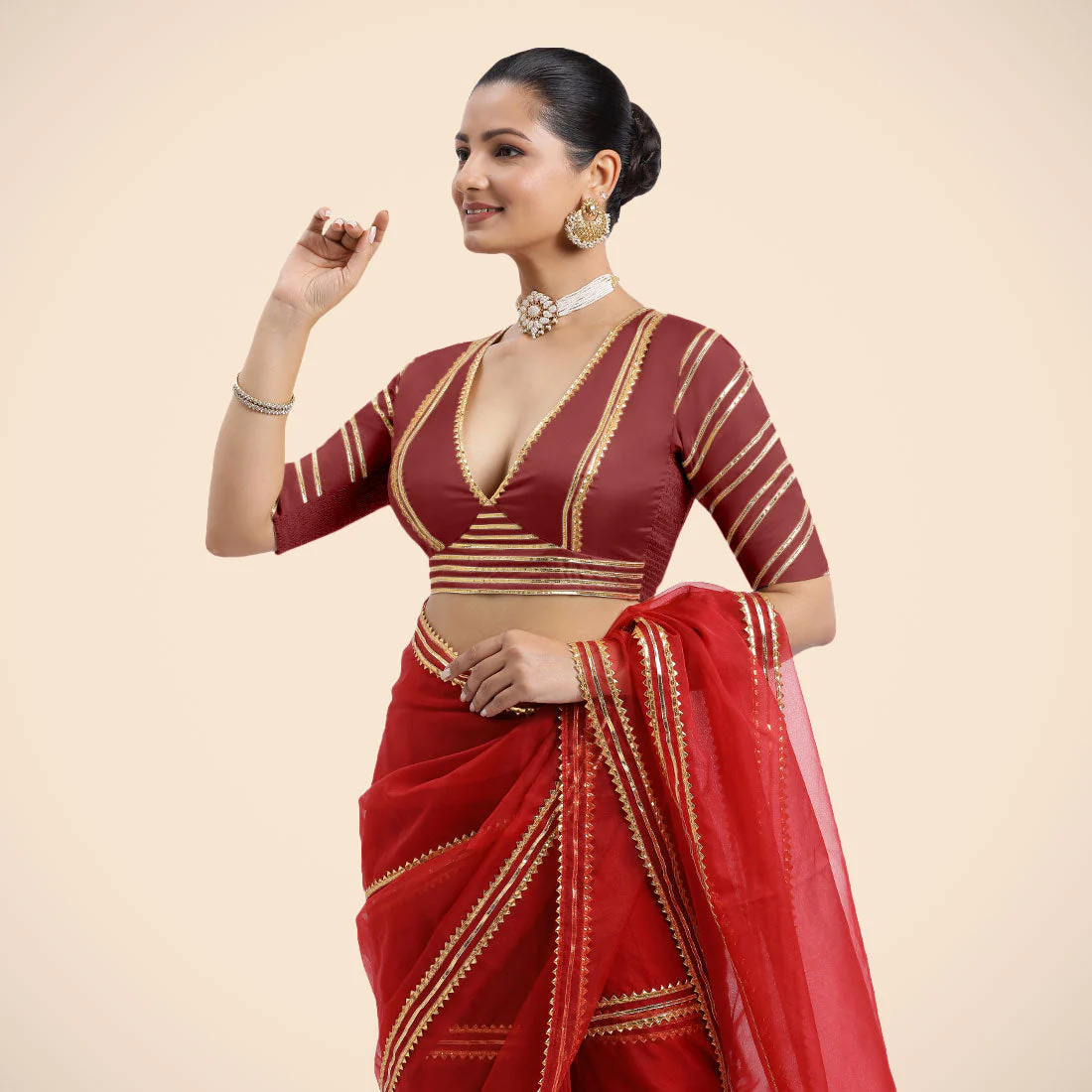 Binks_Saree-Blouse_NavyaAuburnRedTyohaarXS_1.webp