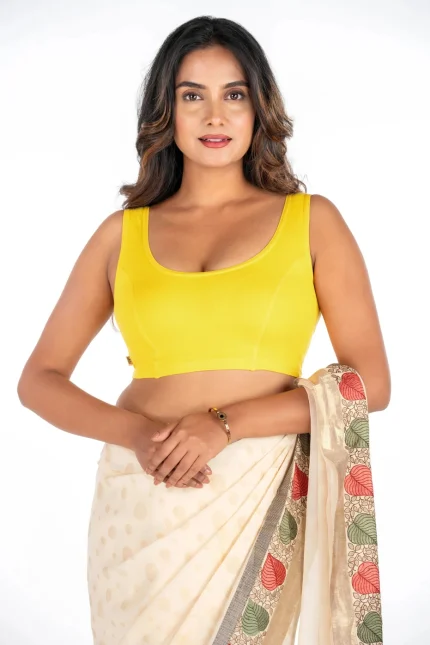 Yellow U-Neck Women Blouse