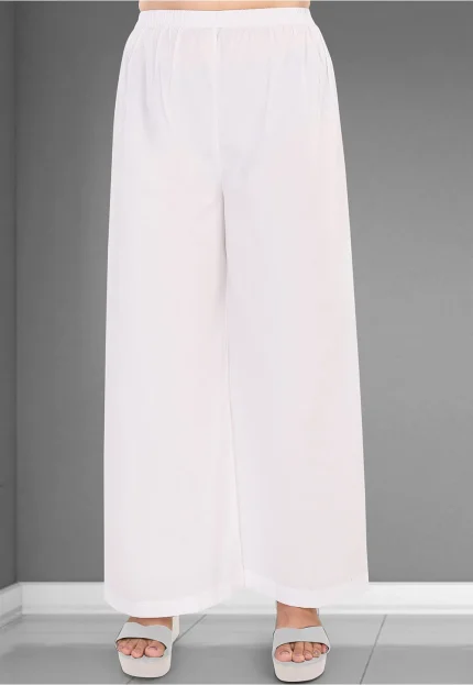 Solid color Mulmul Cotton Palazzo in off White
